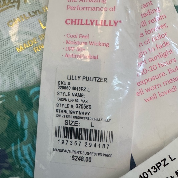 🆕 Lilly Pulitzer CHILLYLILLY KADEN MAXI UPF 50+ “Starlight” MSRP $248 NWT sz LG - Picture 5 of 10